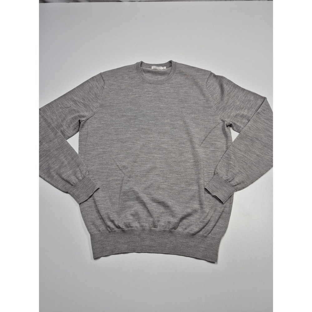 Suitsupply Sweater Mens Large Gray Merino Wool Crewneck Lightweight Knit